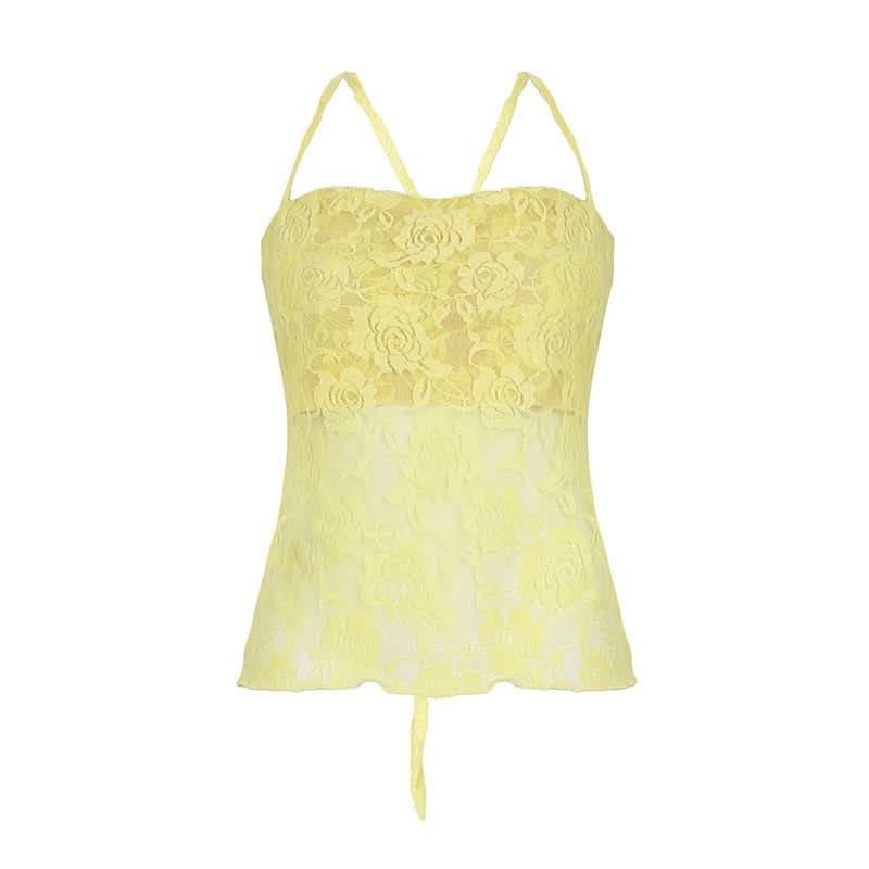 Romantic Pink Floral Lace Cami Top - Chic Cross Back & Coquette Style for Fall Layering