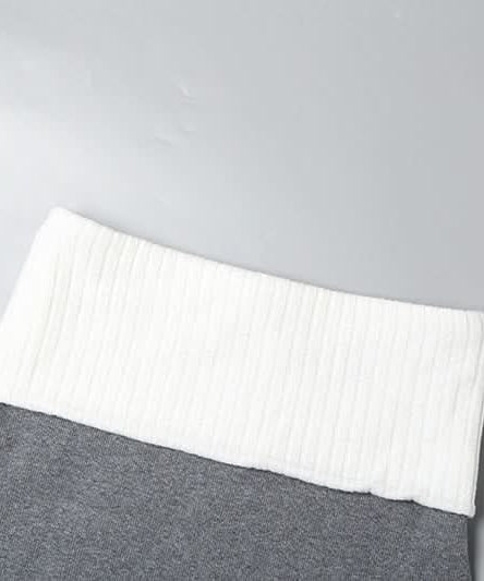 Autumn Chic Ribbed Knit Mini Skirt | Two-Tone Foldover Waist for Fall Style