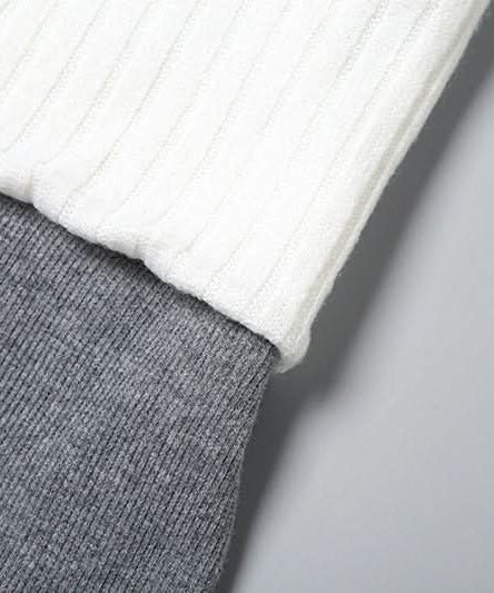 Autumn Chic Ribbed Knit Mini Skirt | Two-Tone Foldover Waist for Fall Style