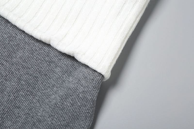 Autumn Chic Ribbed Knit Mini Skirt | Two-Tone Foldover Waist for Fall Style