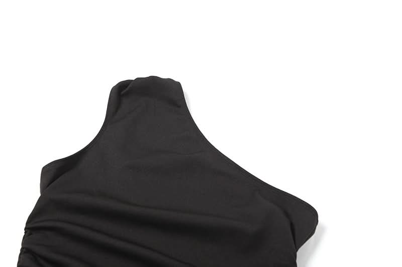 Gala Ready: Daring One-Shoulder Cut-Out Black Maxi Dress with Laced High Slit – Perfect for Fall & Holiday Parties