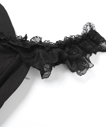 Edgy Devil Horn Off-Shoulder Crop Top | Spooky Season Y2K Party Essential