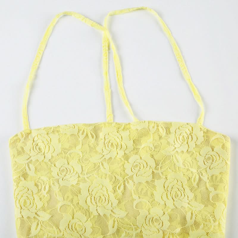 Romantic Pink Floral Lace Cami Top - Chic Cross Back & Coquette Style for Fall Layering