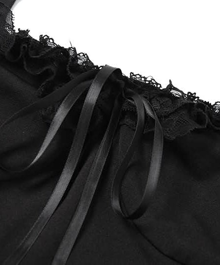 Edgy Devil Horn Off-Shoulder Crop Top | Spooky Season Y2K Party Essential