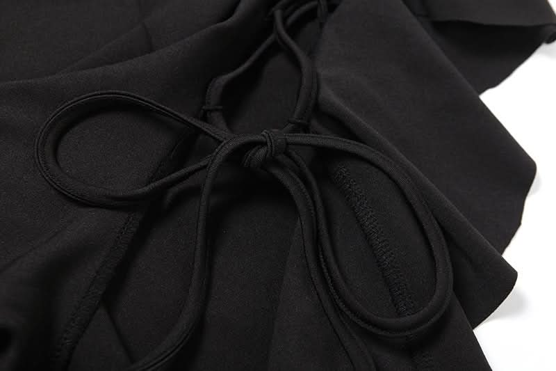 Gala Ready: Daring One-Shoulder Cut-Out Black Maxi Dress with Laced High Slit – Perfect for Fall & Holiday Parties