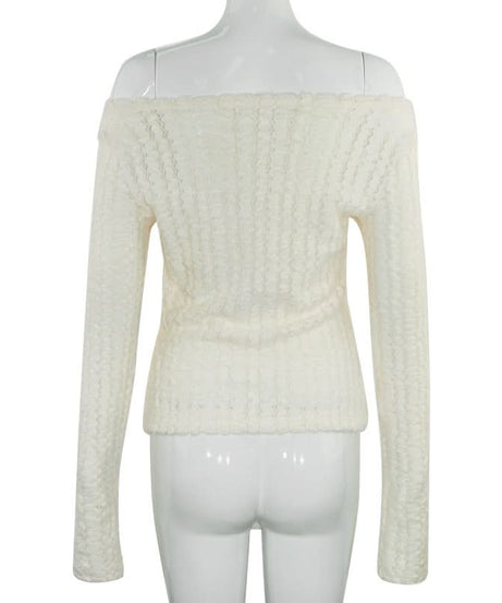 Coquette Bow-Detailed Off-Shoulder Knit Top – Cozy Fall Fashion for American Women