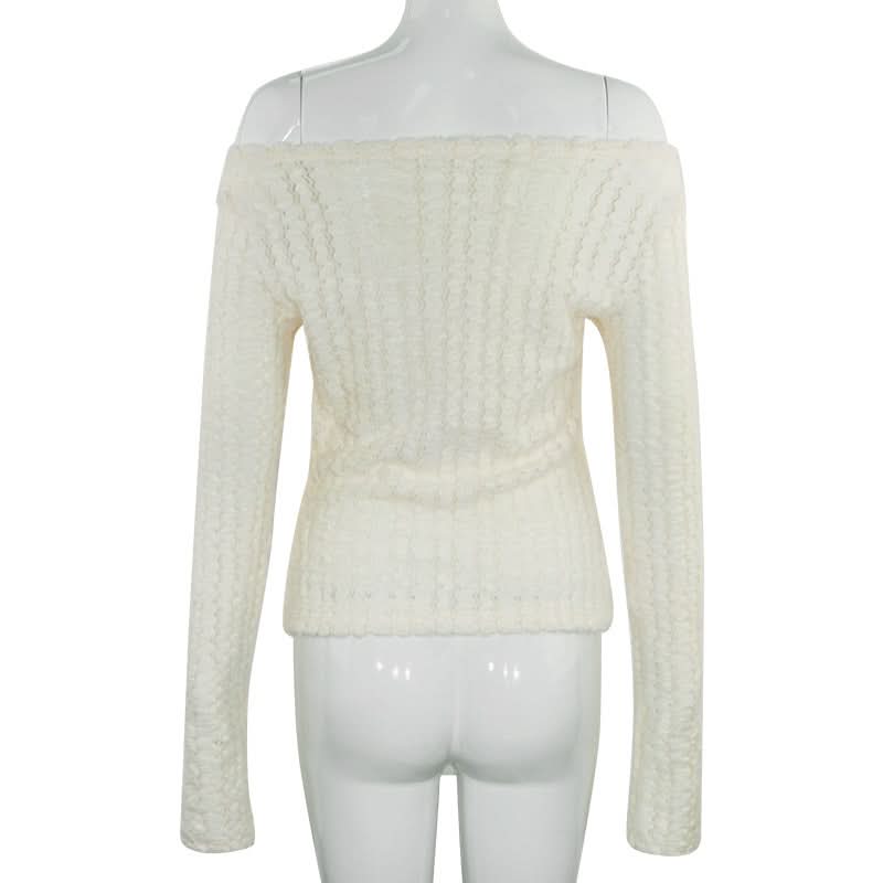 Coquette Bow-Detailed Off-Shoulder Knit Top – Cozy Fall Fashion for American Women