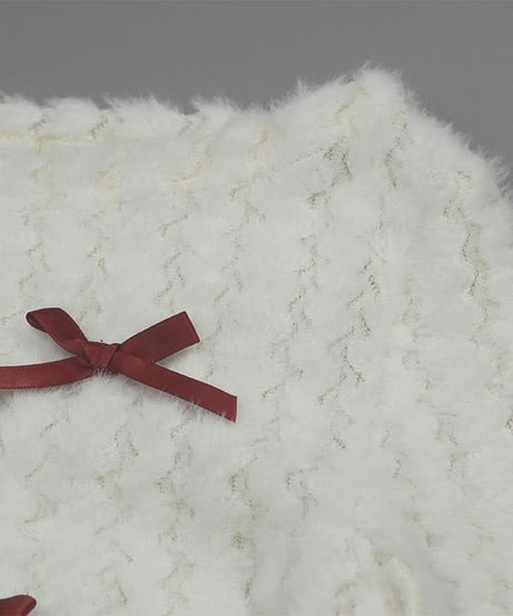 Coquette Bow-Detailed Off-Shoulder Knit Top – Cozy Fall Fashion for American Women