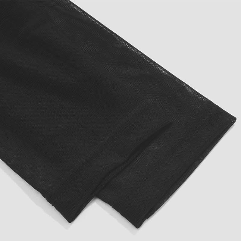 Trendy Square Neck Mesh Long Sleeve Top - Chic Sheer Fall Party & Night Out Style