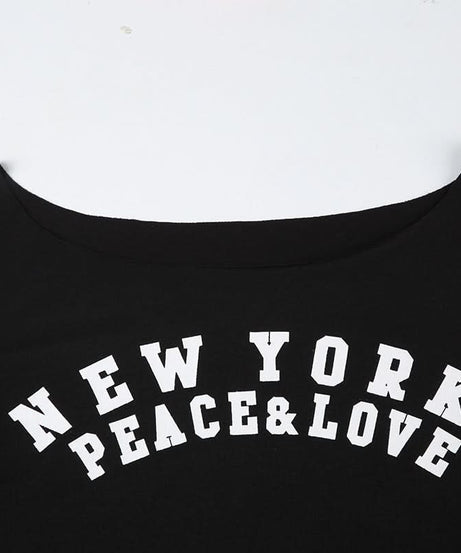 New York Peace & Love Off-Shoulder Long Sleeve Top - Women's Fall Fashion Must-Have