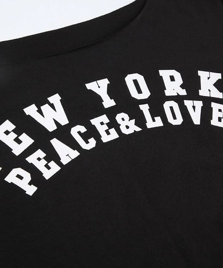 New York Peace & Love Off-Shoulder Long Sleeve Top - Women's Fall Fashion Must-Have