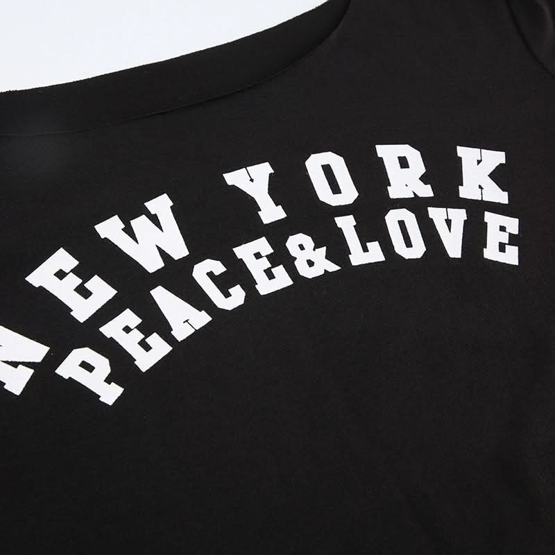 New York Peace & Love Off-Shoulder Long Sleeve Top - Women's Fall Fashion Must-Have
