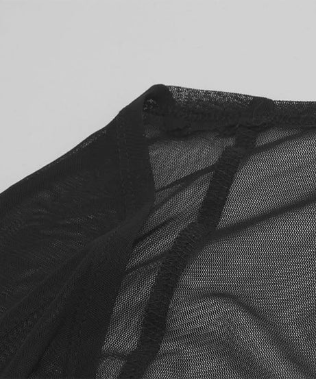 Trendy Square Neck Mesh Long Sleeve Top - Chic Sheer Fall Party & Night Out Style