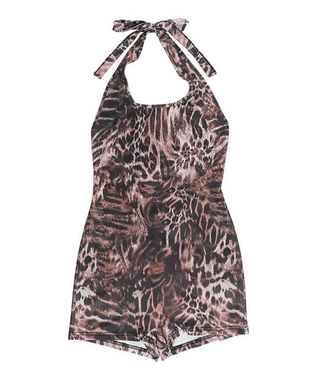 Wildly Chic Leopard Print Halter Romper - Your Perfect Backless Look for Fall Parties & Getaways