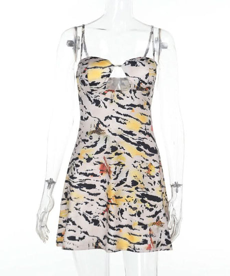 Fierce Fall Style: Abstract Tiger Print Cut-Out Cami Mini Dress