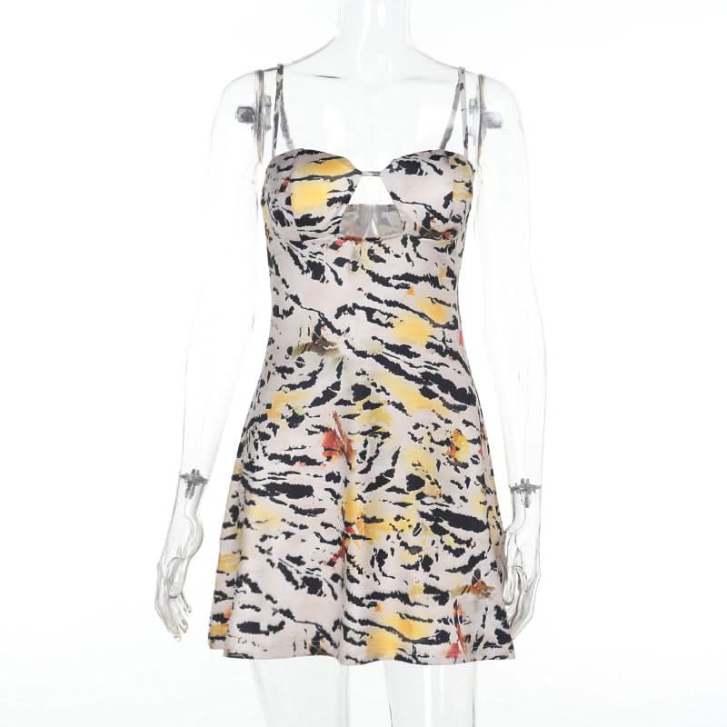 Fierce Fall Style: Abstract Tiger Print Cut-Out Cami Mini Dress