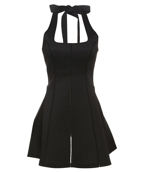 Fall & Holiday Party Essential: Chic Black Halter Mini Dress with Bow Tie Detail | The Ultimate LBD