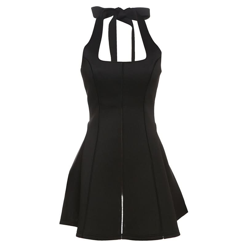 Fall & Holiday Party Essential: Chic Black Halter Mini Dress with Bow Tie Detail | The Ultimate LBD