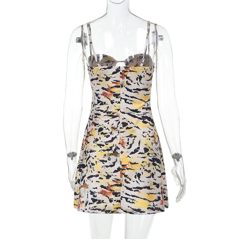 Fierce Fall Style: Abstract Tiger Print Cut-Out Cami Mini Dress