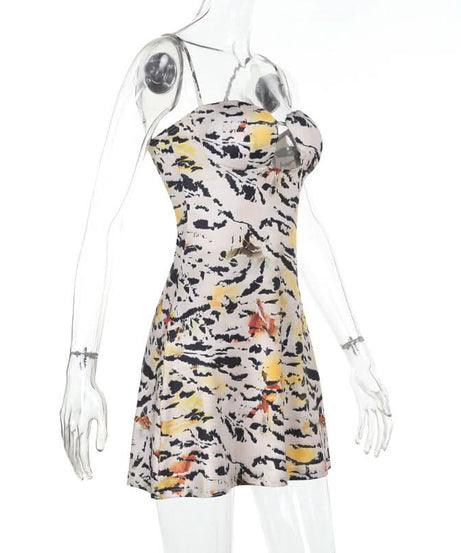 Fierce Fall Style: Abstract Tiger Print Cut-Out Cami Mini Dress