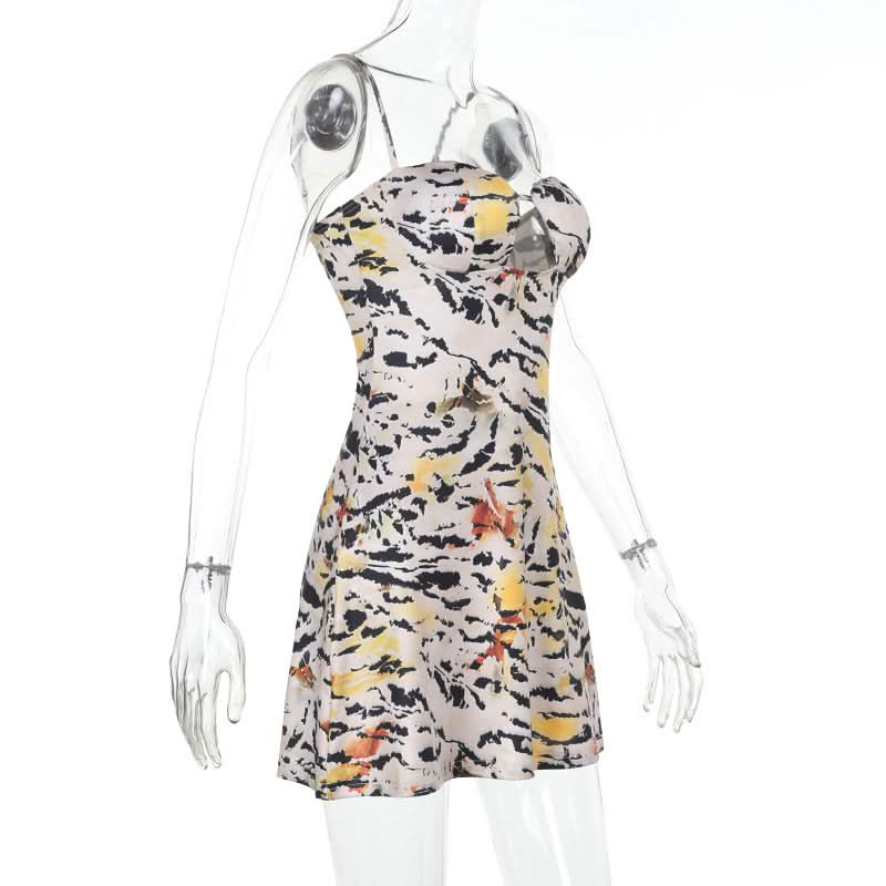 Fierce Fall Style: Abstract Tiger Print Cut-Out Cami Mini Dress