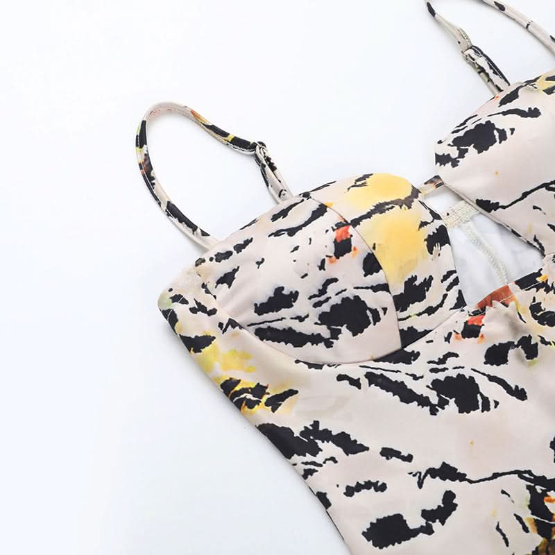 Fierce Fall Style: Abstract Tiger Print Cut-Out Cami Mini Dress