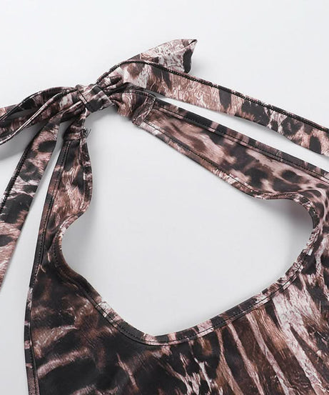 Wildly Chic Leopard Print Halter Romper - Your Perfect Backless Look for Fall Parties & Getaways