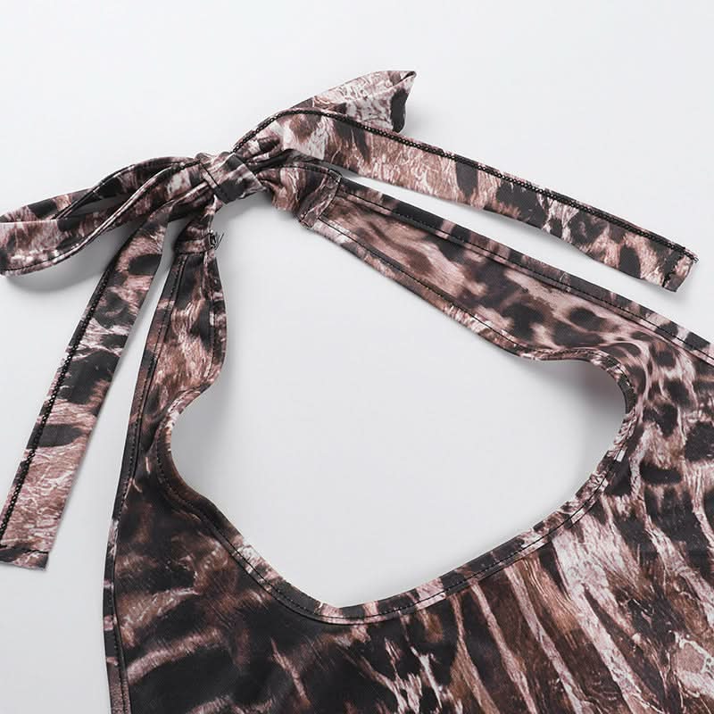 Wildly Chic Leopard Print Halter Romper - Your Perfect Backless Look for Fall Parties & Getaways