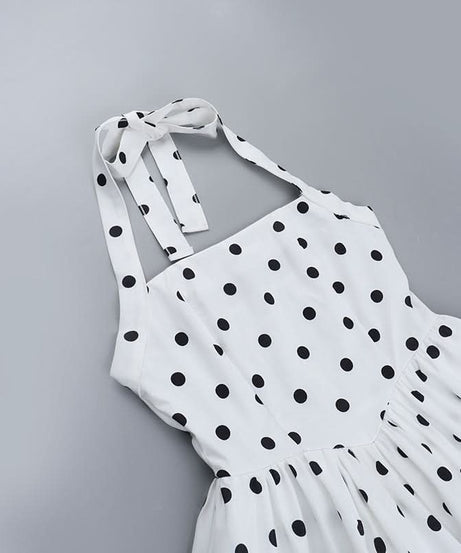 Flirty Retro Polka Dot Halter Mini Dress - Vintage Pin-Up Style for Fall Parties & Halloween