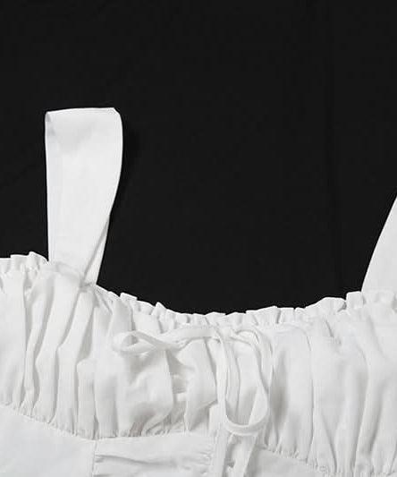 Chic Ruched Tie-Front Mini Dress: Your Go-To White Dress for Fall, Parties & Halloween Fun!