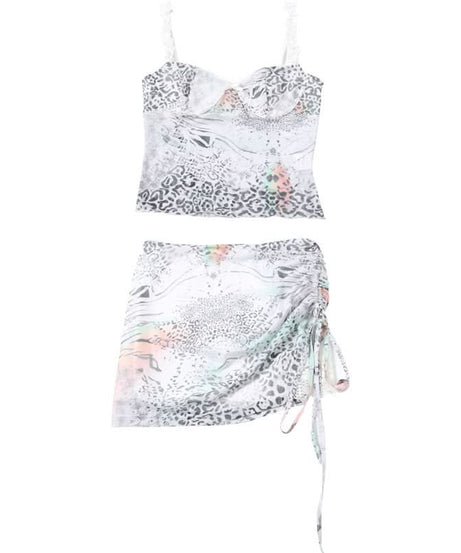 Chic Mesh Animal Print Ruched Mini Dress – Y2K Style for Fall Parties & Night Outs