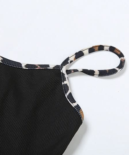 Effortless Chic: Women's Leopard Trim Cami & Ruched Shorts Set – Cozy Loungewear & Fall Getaway Essential