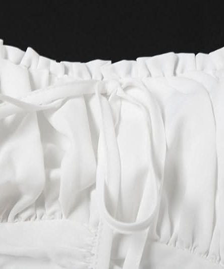 Chic Ruched Tie-Front Mini Dress: Your Go-To White Dress for Fall, Parties & Halloween Fun!