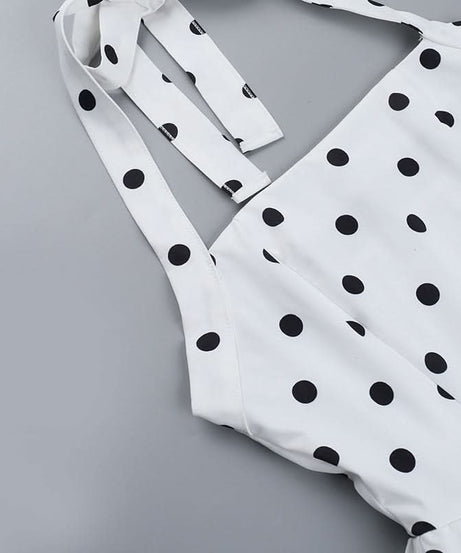 Flirty Retro Polka Dot Halter Mini Dress - Vintage Pin-Up Style for Fall Parties & Halloween