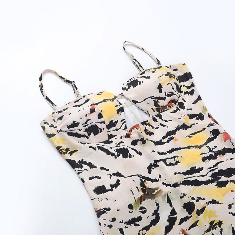 Fierce Fall Style: Abstract Tiger Print Cut-Out Cami Mini Dress