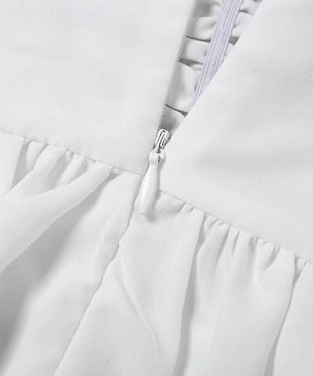 Chic Ruched Tie-Front Mini Dress: Your Go-To White Dress for Fall, Parties & Halloween Fun!