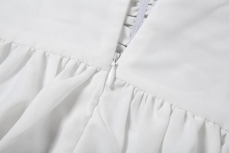 Chic Ruched Tie-Front Mini Dress: Your Go-To White Dress for Fall, Parties & Halloween Fun!