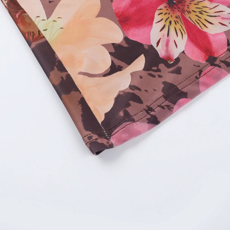 Vibrant Floral Cold Shoulder Maxi Dress | Elegant Ruffle Resort Wear for Fall Getaways