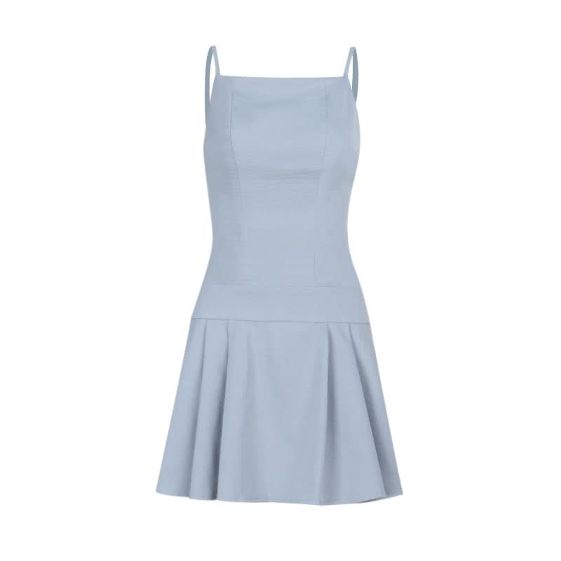Chic Periwinkle Pleated Backless Mini Dress - Strappy Cami for Fall & Holiday Styles