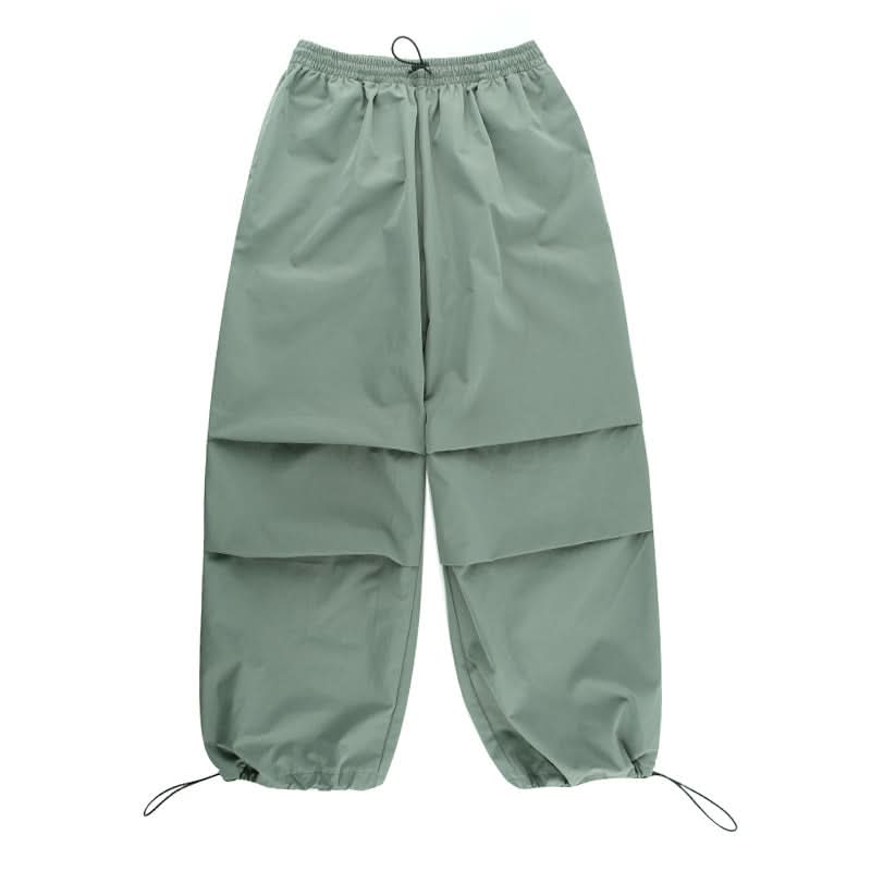 Effortless Fall Style: Women's Sage Green Baggy Cargo Pants | Wide-Leg Drawstring Trousers
