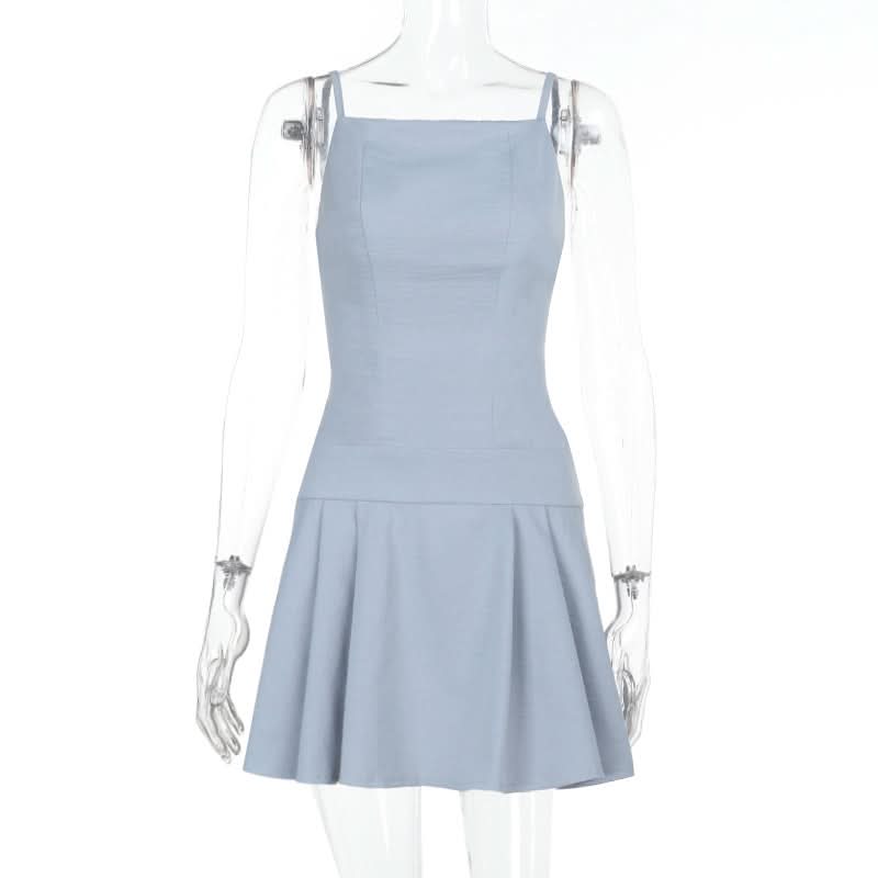 Chic Periwinkle Pleated Backless Mini Dress - Strappy Cami for Fall & Holiday Styles