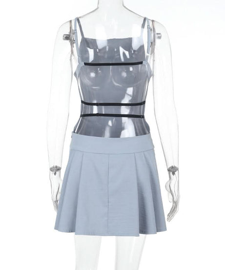 Chic Periwinkle Pleated Backless Mini Dress - Strappy Cami for Fall & Holiday Styles