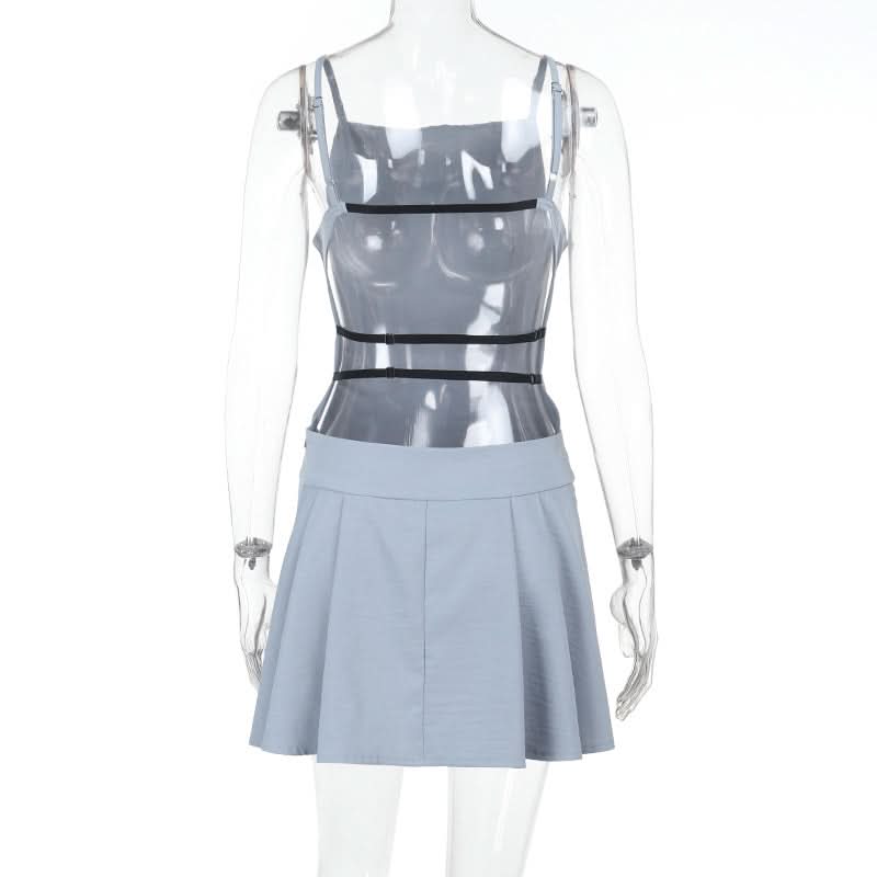 Chic Periwinkle Pleated Backless Mini Dress - Strappy Cami for Fall & Holiday Styles