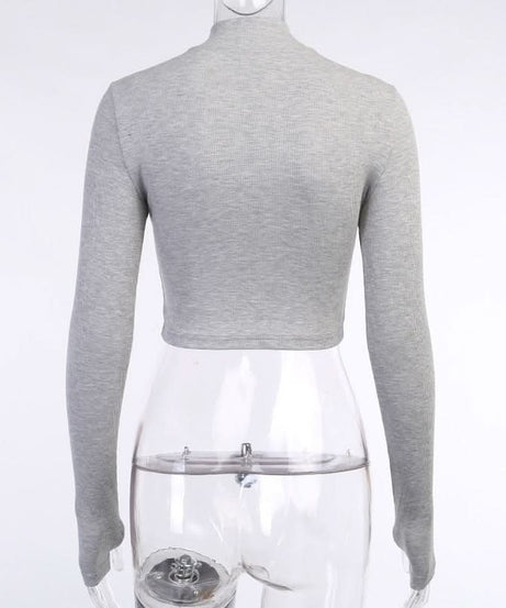 Cozy Chic Ribbed Quarter-Zip Crop Top | Women's Long Sleeve Athleisure with Thumbholes for Fall