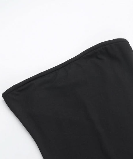 Chic Black Strapless Maxi Dress with Sultry Mesh Slits - Your Go-To for Fall Galas & Holiday Parties