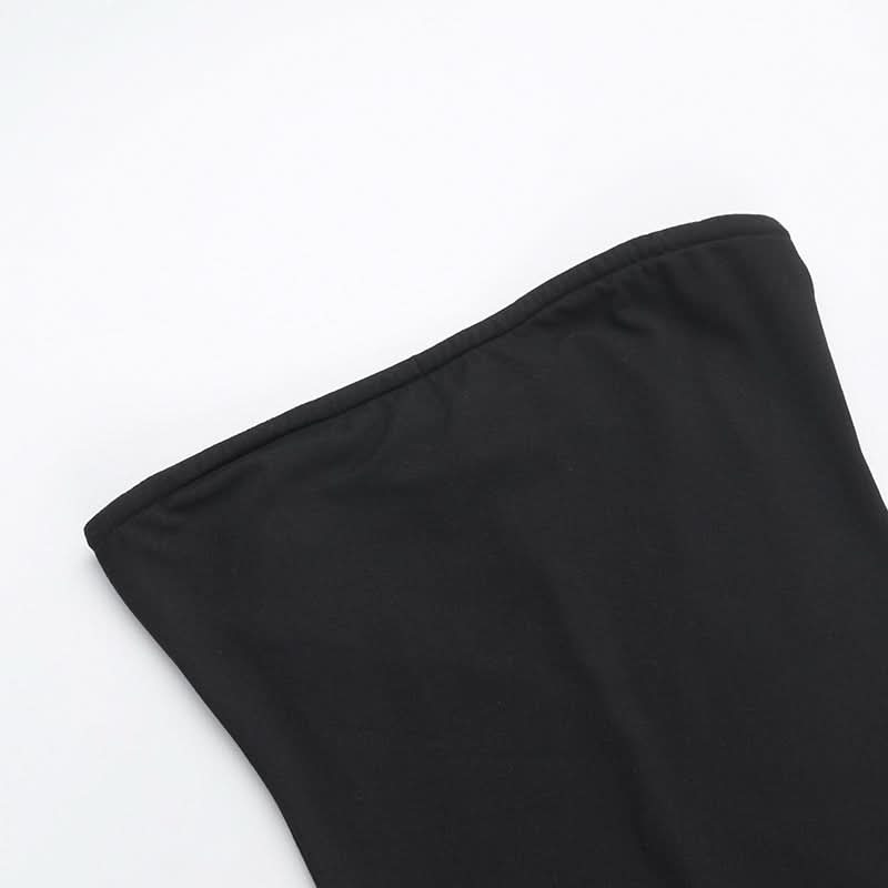 Chic Black Strapless Maxi Dress with Sultry Mesh Slits - Your Go-To for Fall Galas & Holiday Parties