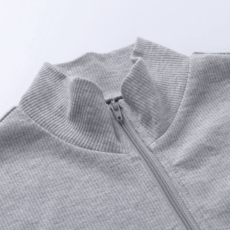 Cozy Chic Ribbed Quarter-Zip Crop Top | Women's Long Sleeve Athleisure with Thumbholes for Fall