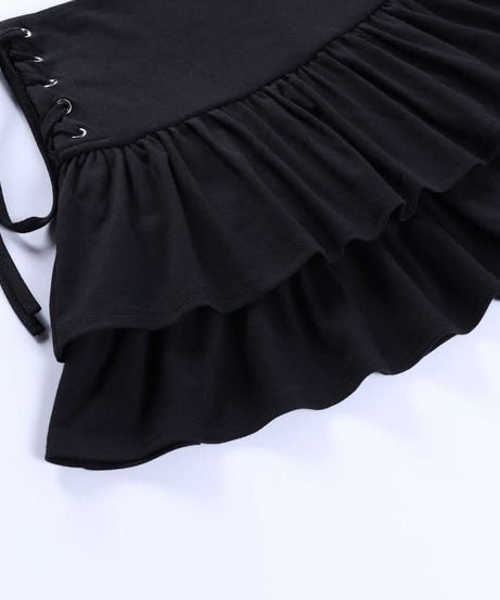 Chic Black Ruffle Mini Skirt with Lace-Up Sides | Fall Fashion Essential for Women