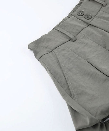 Chic High-Waist Bubble Skort with Lace Trim | Pleated Grey Fall Fashion Shorts