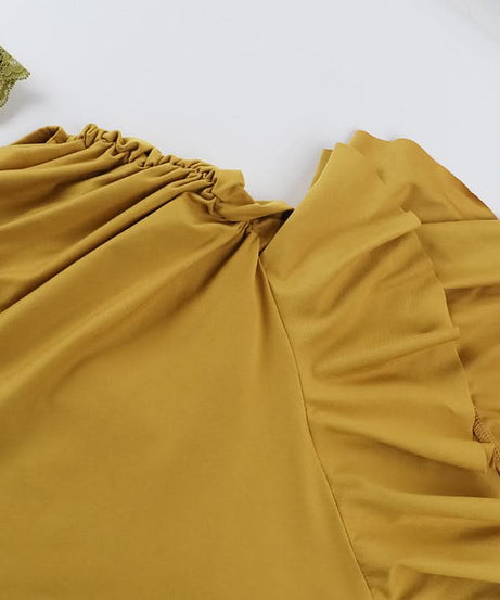 Sienna Olive Halter Mesh Cut-Out Maxi Dress - Chic Ruched Ruffle for Fall & Holiday Events